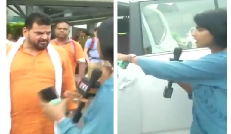 बीजेपी सांसद बृजभूषण सिंह ने की महिला पत्रकार से बदसलूकी, सवाल पूछने पर डांटा, फिर माइक तोड़ा…हाथ टूटने से बचा