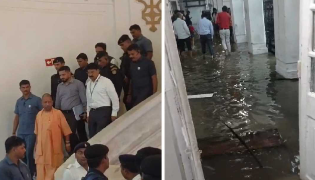 मूसलाधार बारिश से पूरा लखनऊ पानी-पानी, विधानसभा में सीएम योगी भी फंसे, नगर निगम की छत लीक