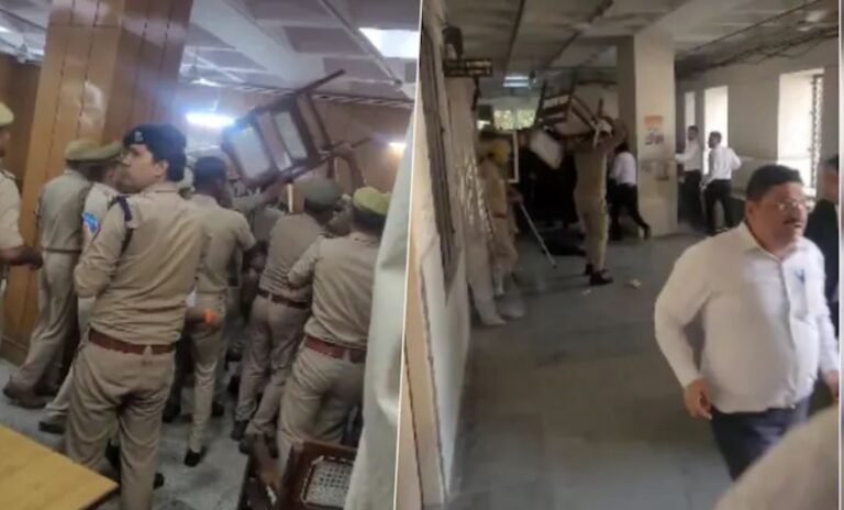गाजियाबाद जिला अदालत में बवाल: जज और वकील आपस में भिड़े, पुलिस का लाठीचार्ज